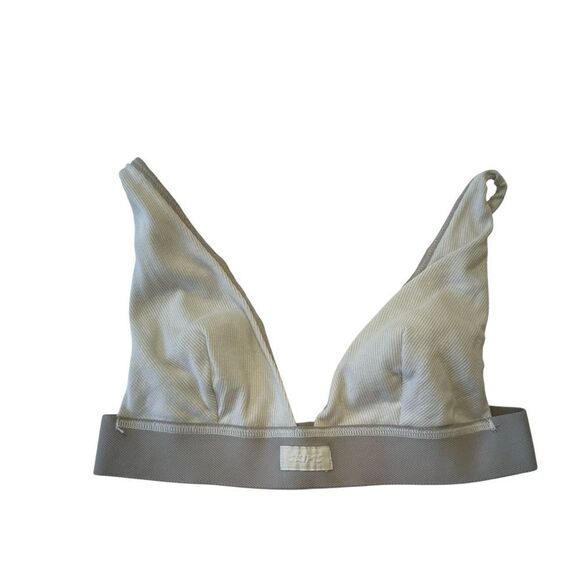 Skims Cotton Rib Plunge Bralette in Bone Size M - Picture 1 of 8